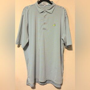 Peter Millar Light Blue and White Striped Polo